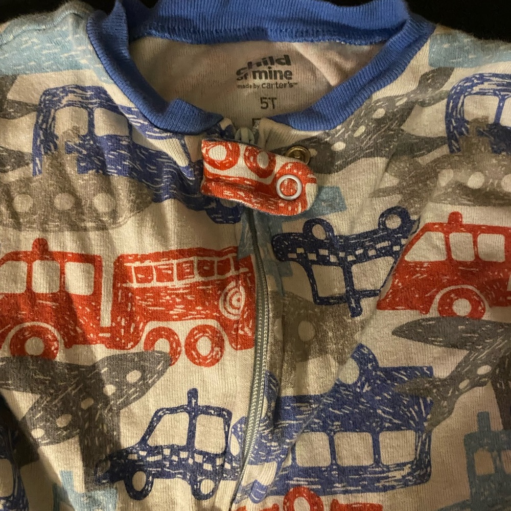 Firetruck print lightweight footie pajamas - Picture 2 of 2